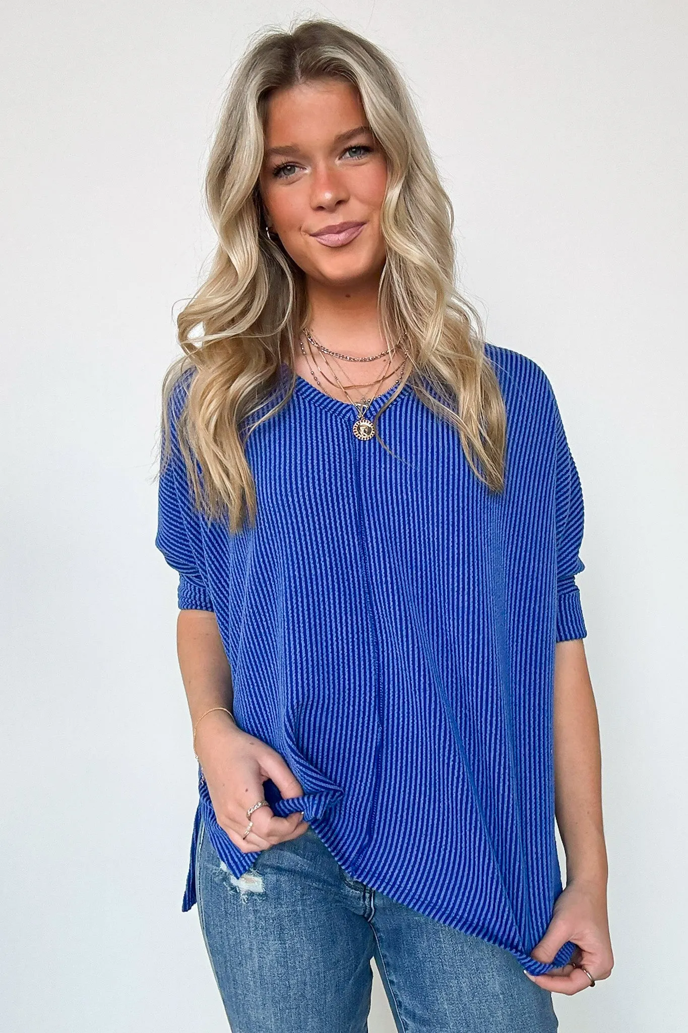 Textured Knit V-Neck Top - BACK IN STOCK