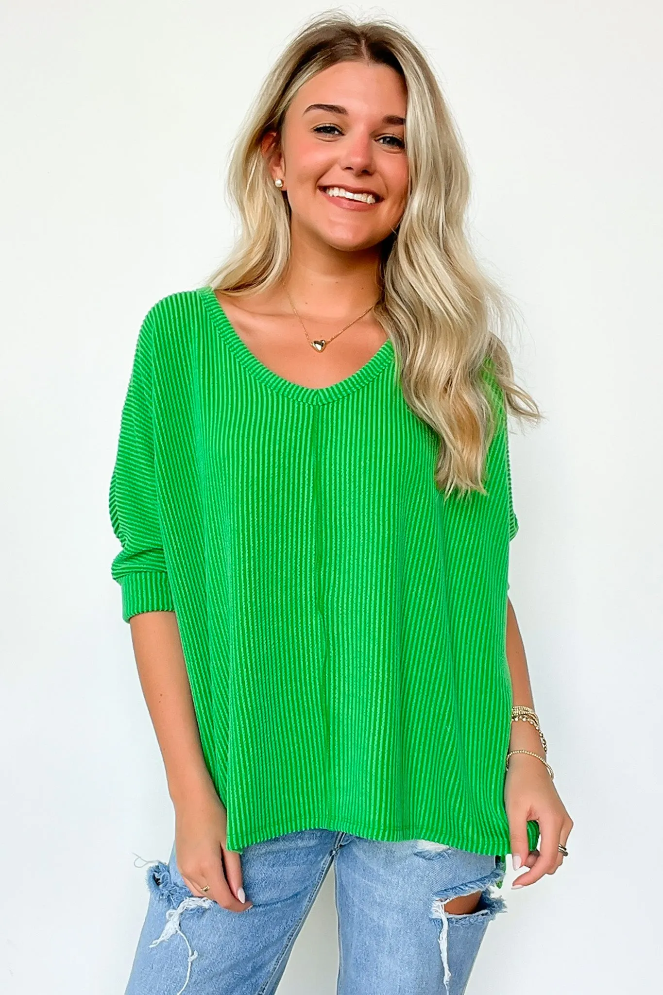 Textured Knit V-Neck Top - BACK IN STOCK