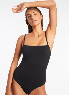 Rib Minimal Black Tank One Piece