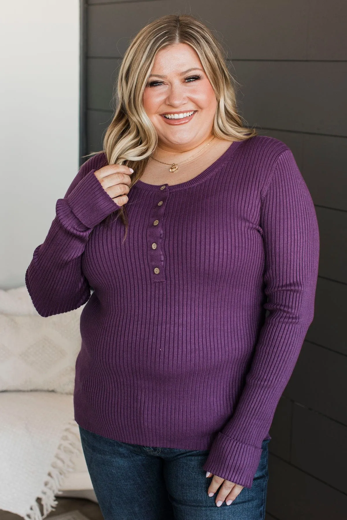 Ribbed Knit Plum Top