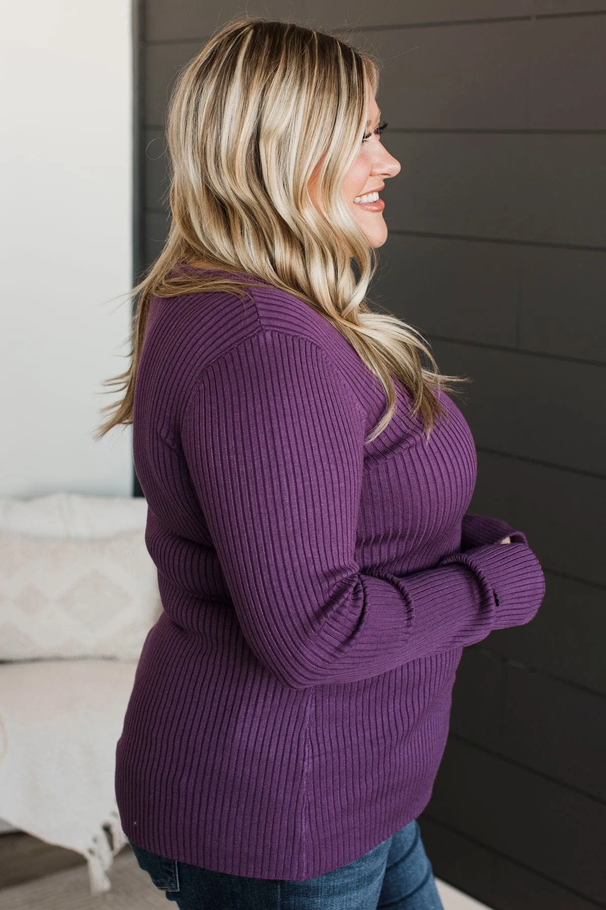 Ribbed Knit Plum Top