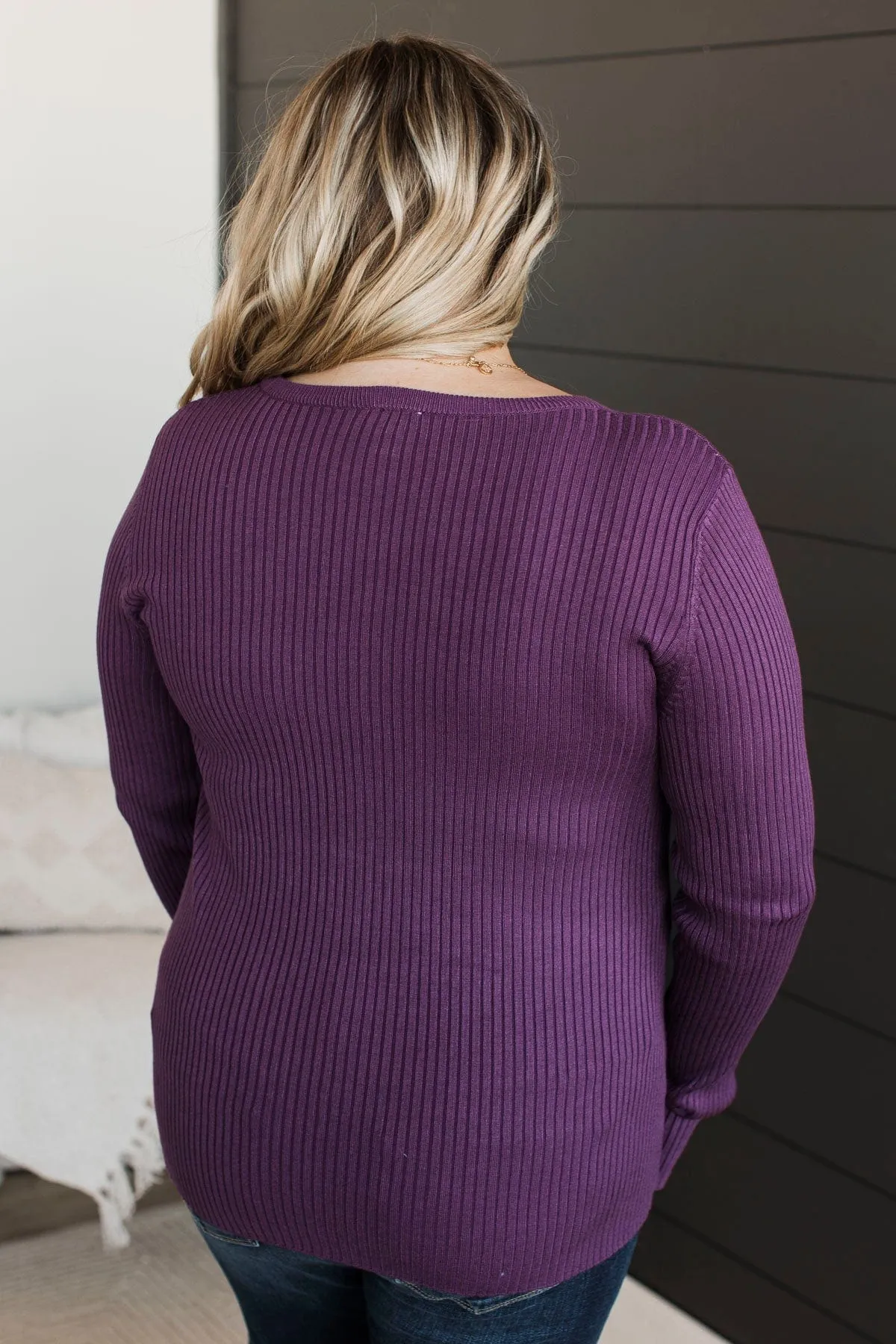 Ribbed Knit Plum Top