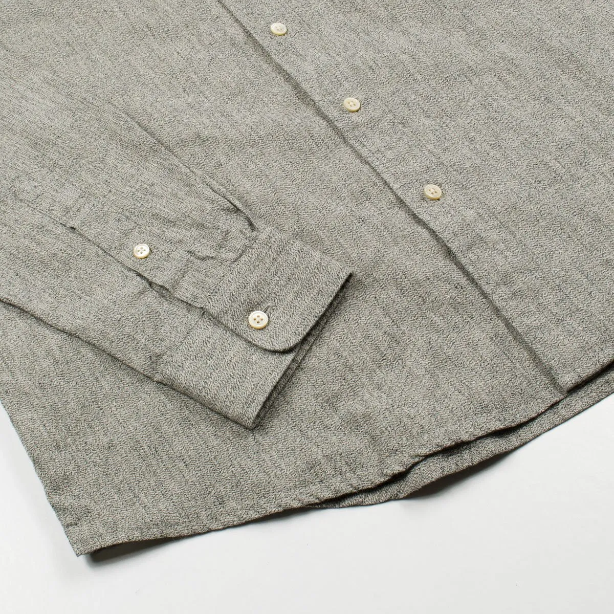 Schnayderman's Black and Beige Leisure Shirt with Melange One Buttonstand.