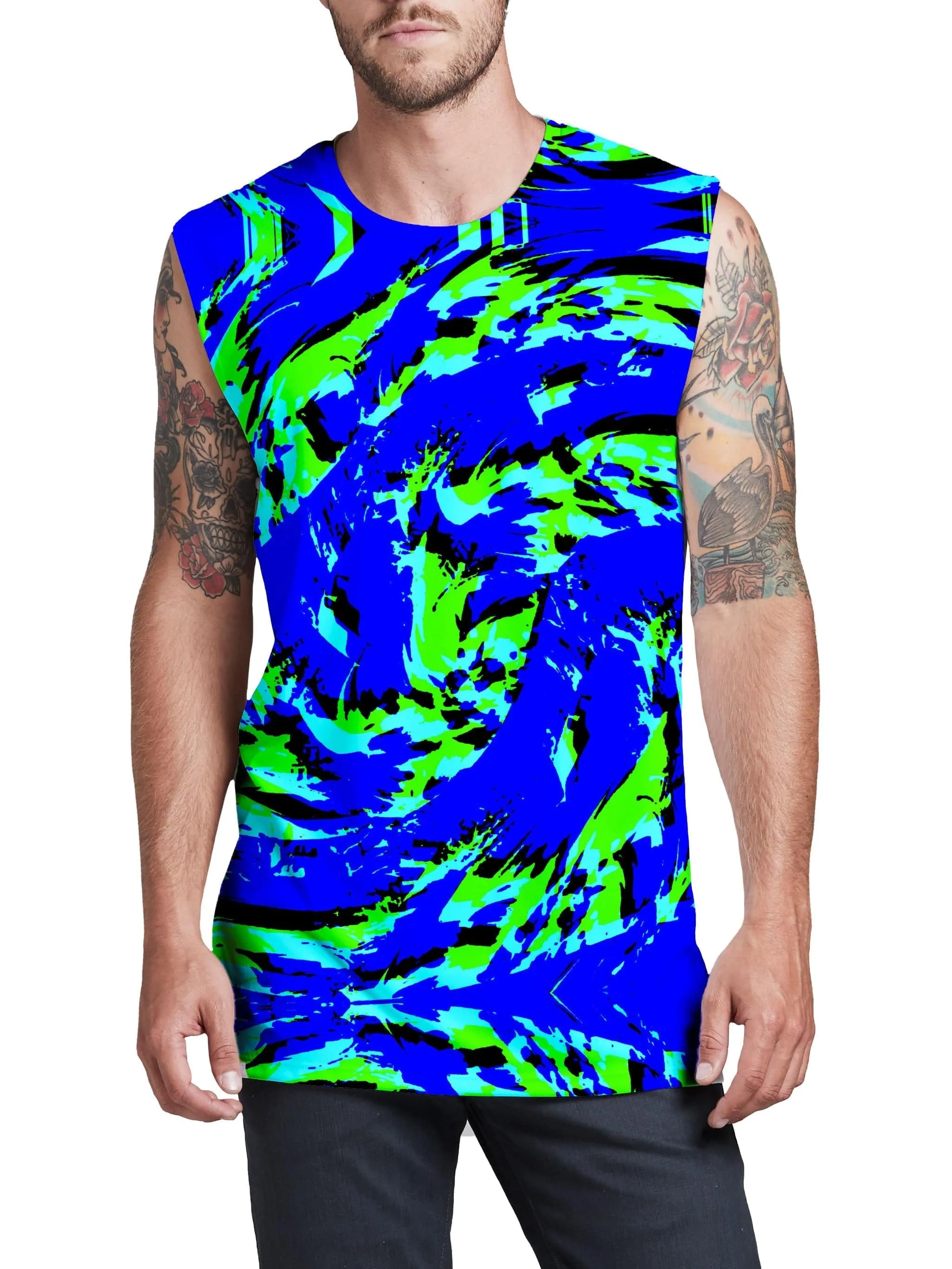 Sea Splatter Rave Graffiti Men's Muscle Tank