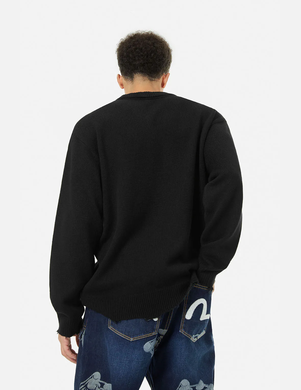 Seagull and Logo Jacquard Loose Fit Knit Sweatshirt