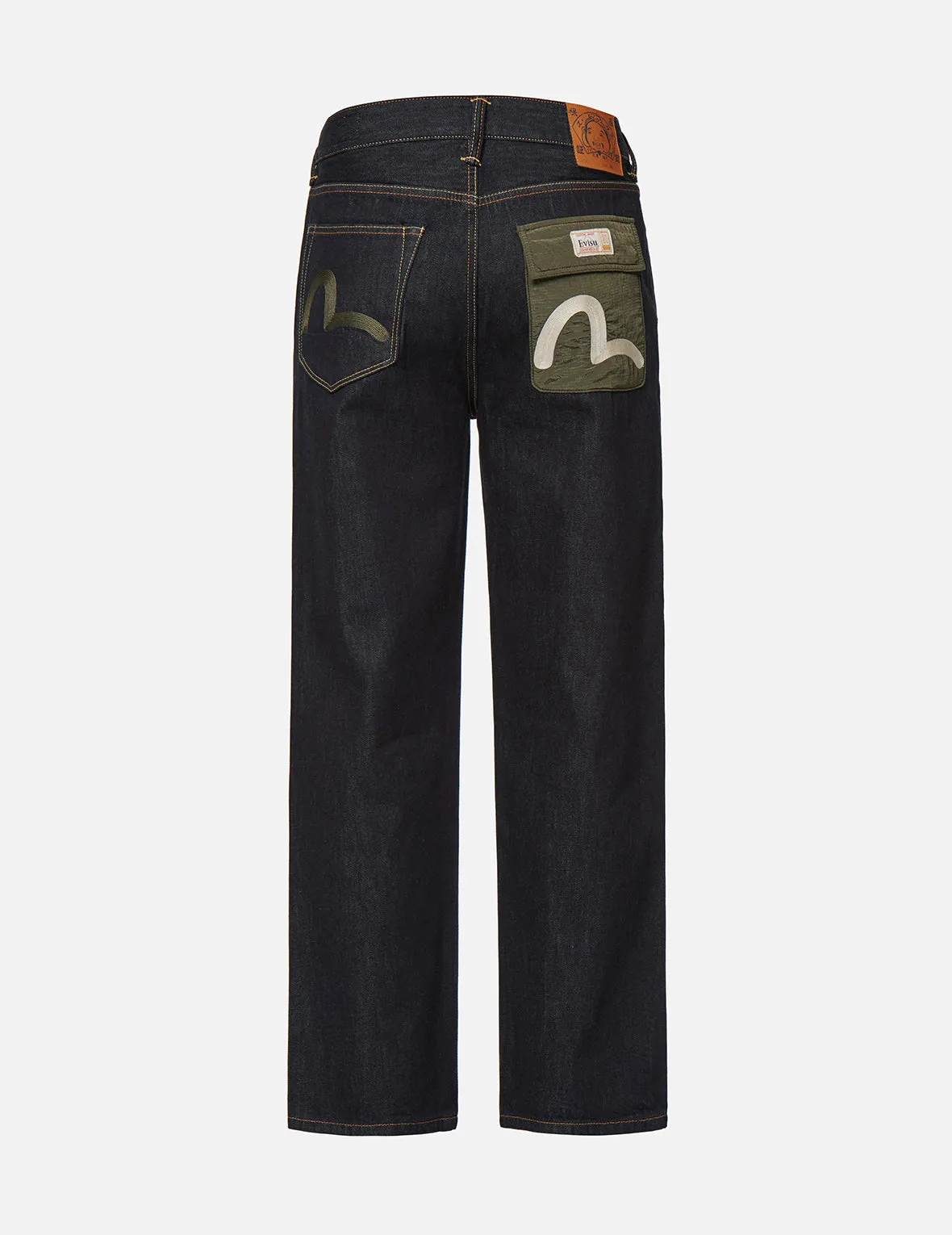 Seagull Embroidered Wide Leg Denim Jeans