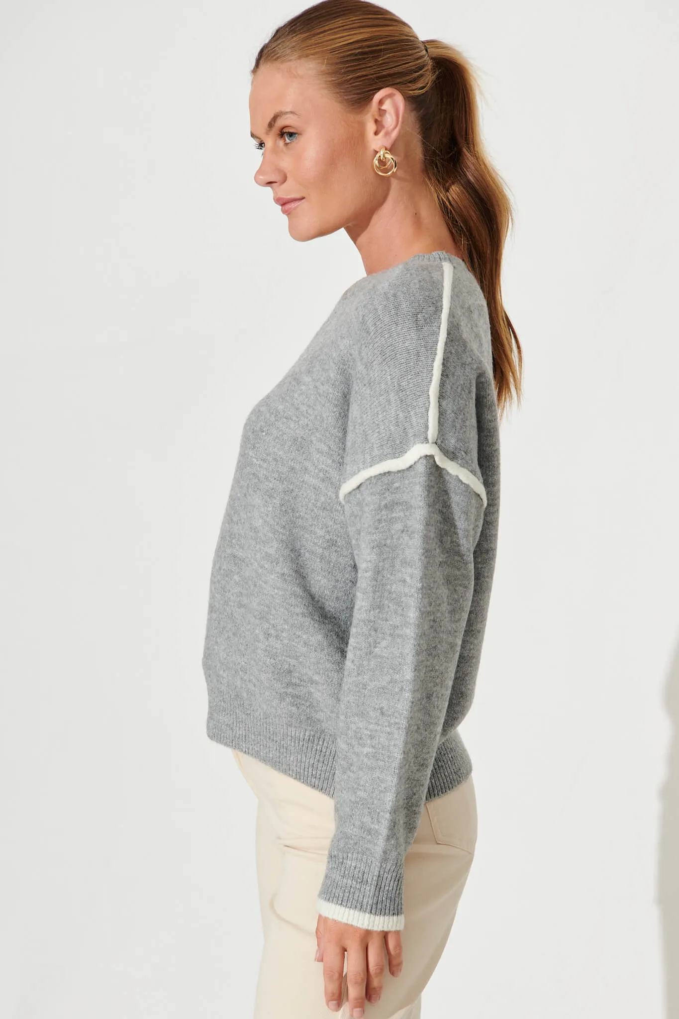 Sei Knit In Grey Wool Blend