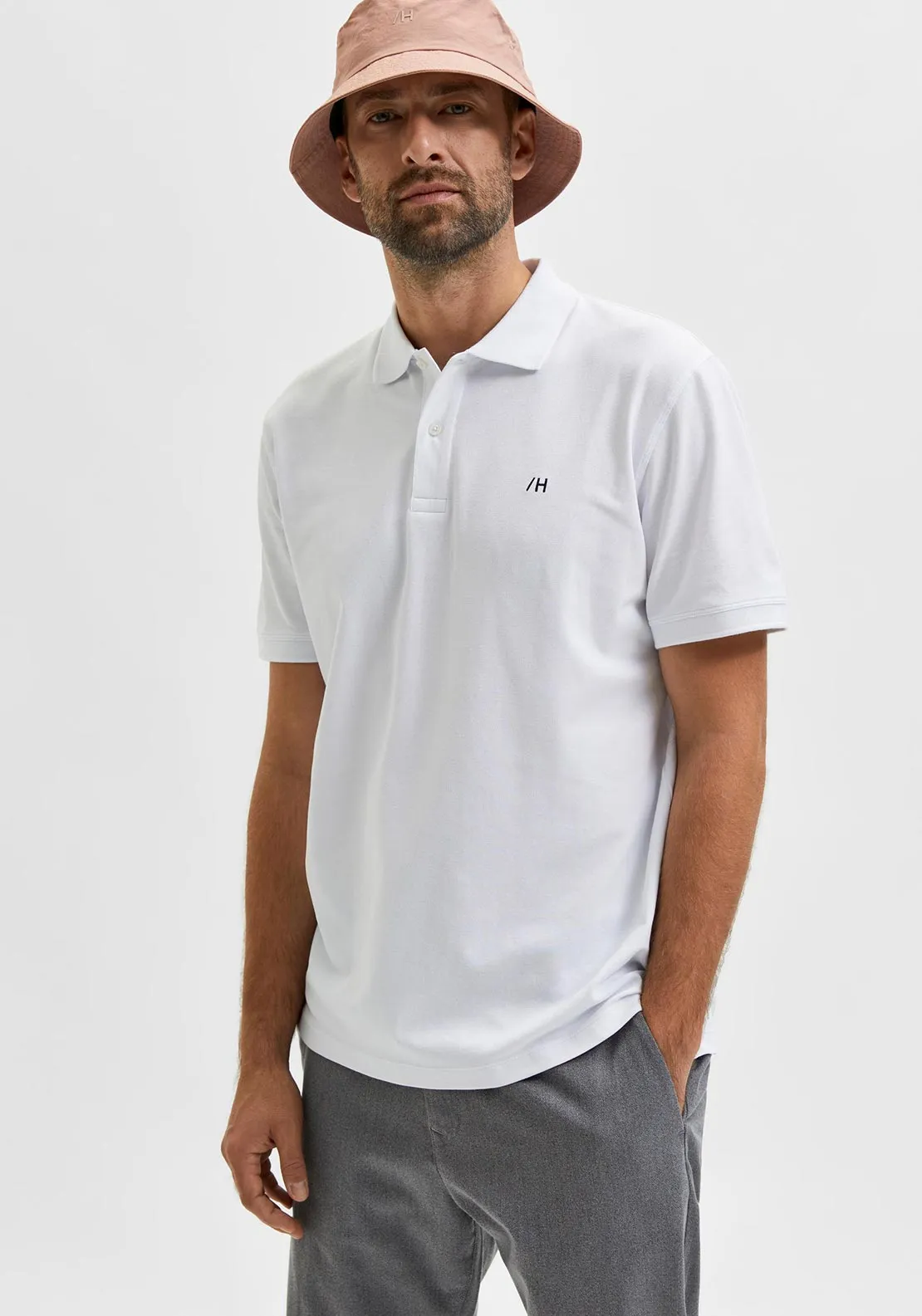 Selected Homme Aze Polo Shirt, Bright White