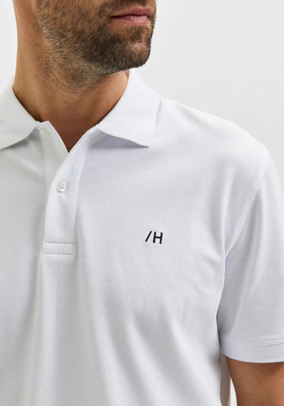 Selected Homme Aze Polo Shirt, Bright White