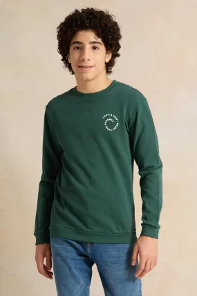 Senior Boys Green Printed Sweatshirt