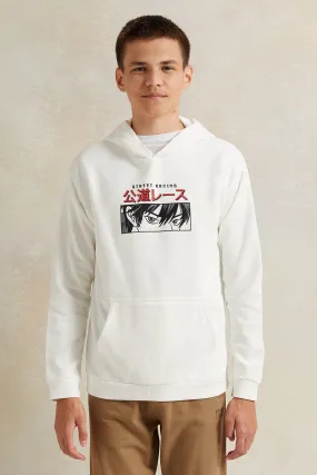 Senior Boys Ivory Kangaroo Pocket Oversize Sweatshirt