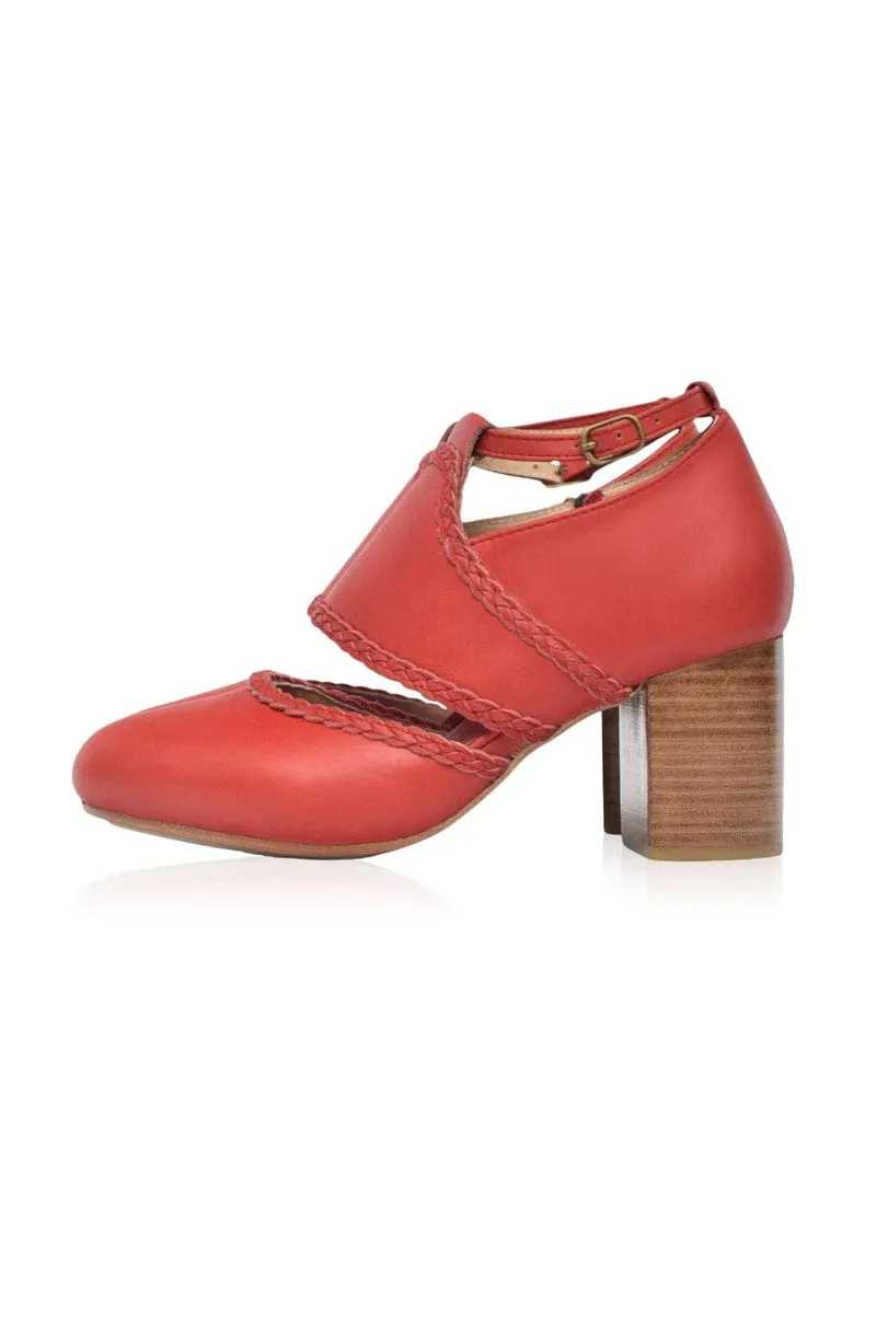 Vintage Red Serenity Leather Heels