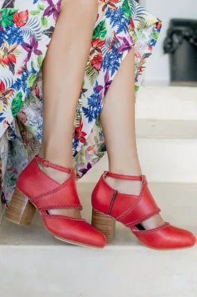 Vintage Red Serenity Leather Heels