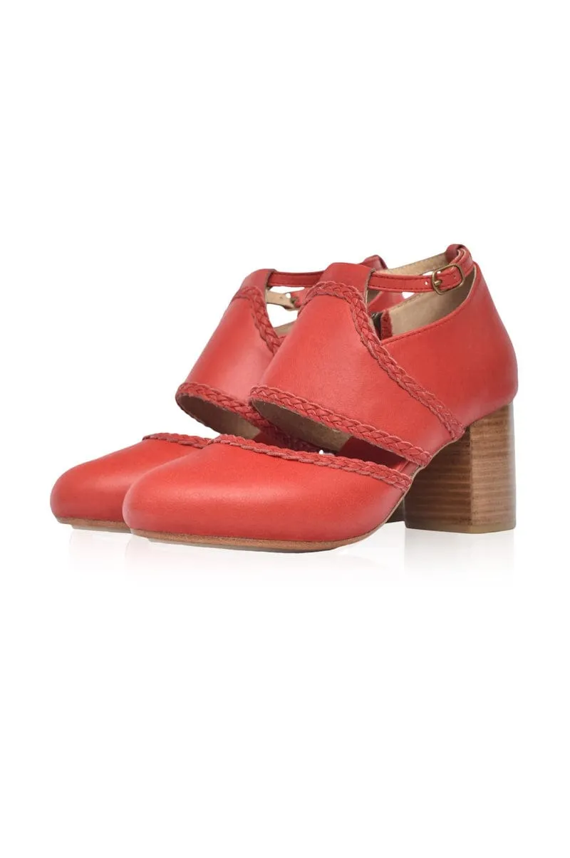 Vintage Red Serenity Leather Heels