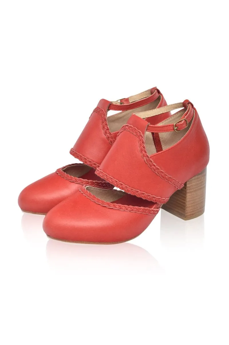 Vintage Red Serenity Leather Heels