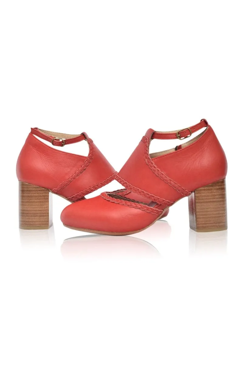 Vintage Red Serenity Leather Heels