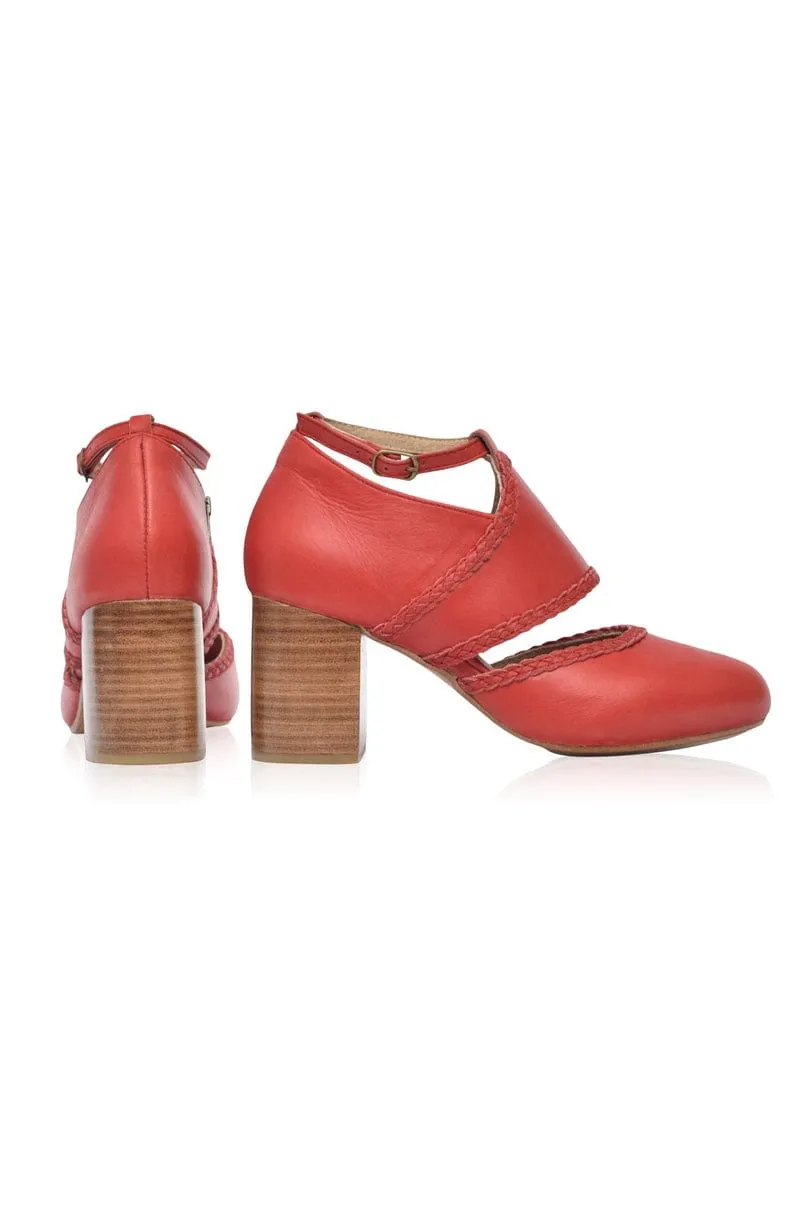 Vintage Red Serenity Leather Heels