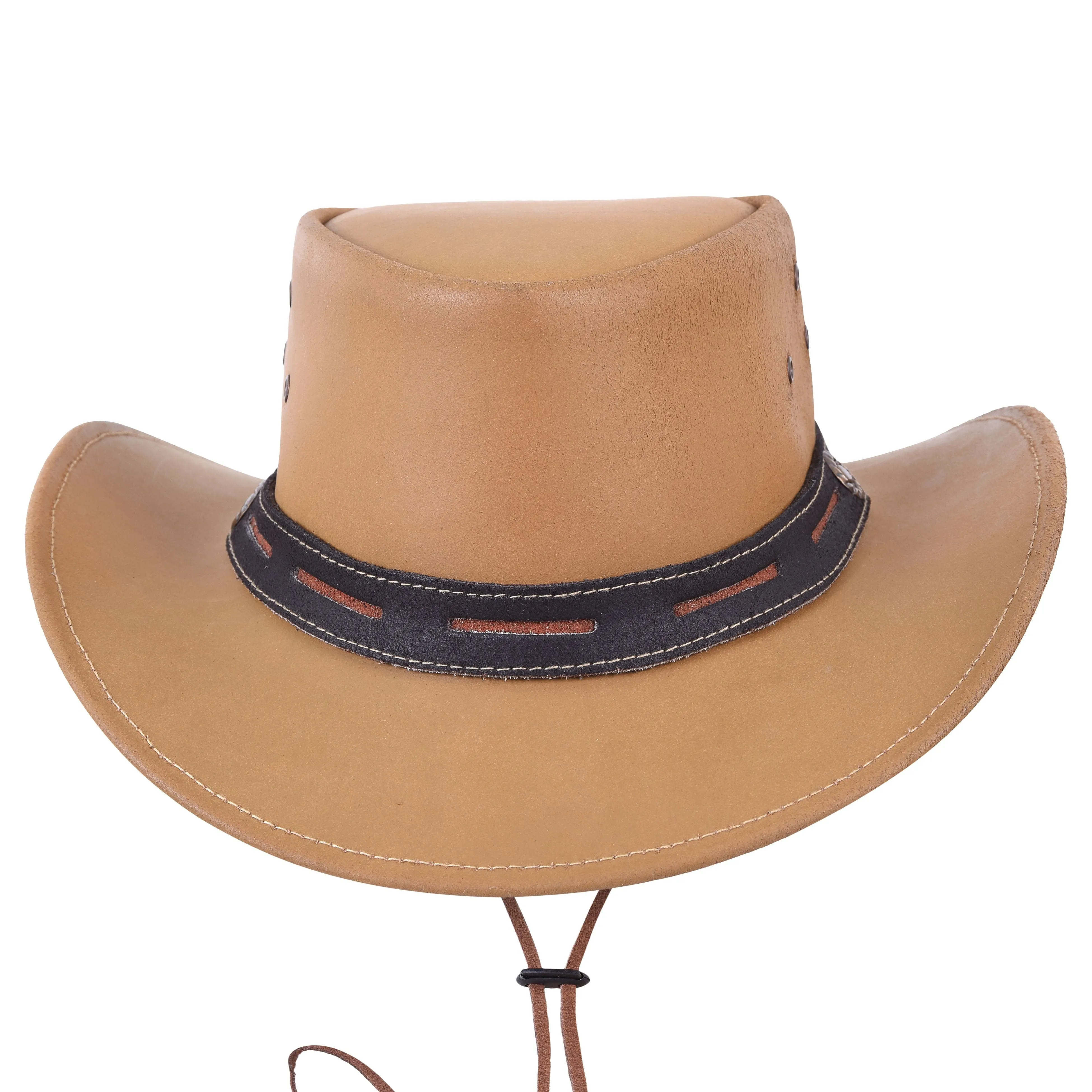 Shapeable Cream Color Genuine Leather Western Cowboy Hat