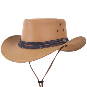 Shapeable Cream Color Genuine Leather Western Cowboy Hat