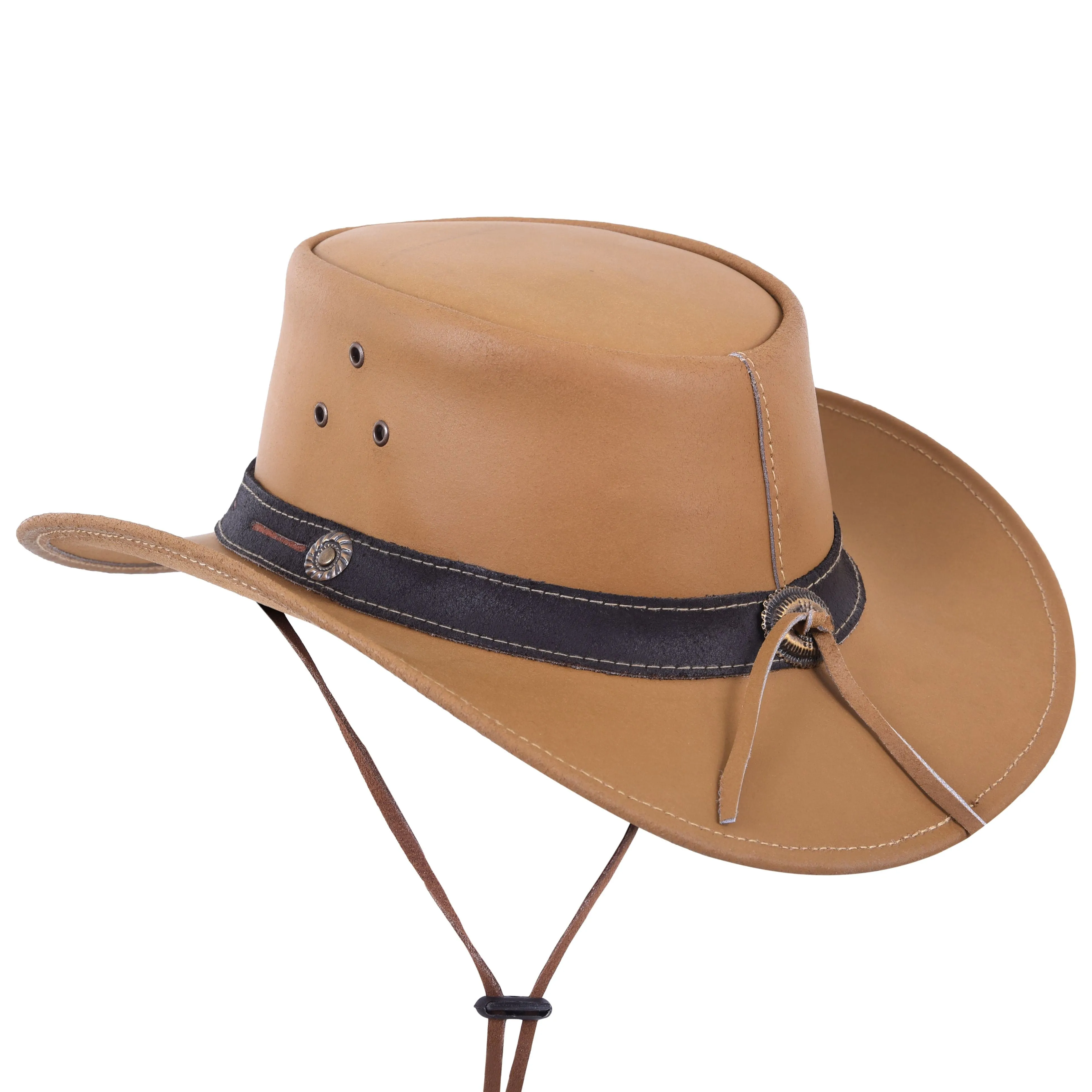 Shapeable Cream Color Genuine Leather Western Cowboy Hat