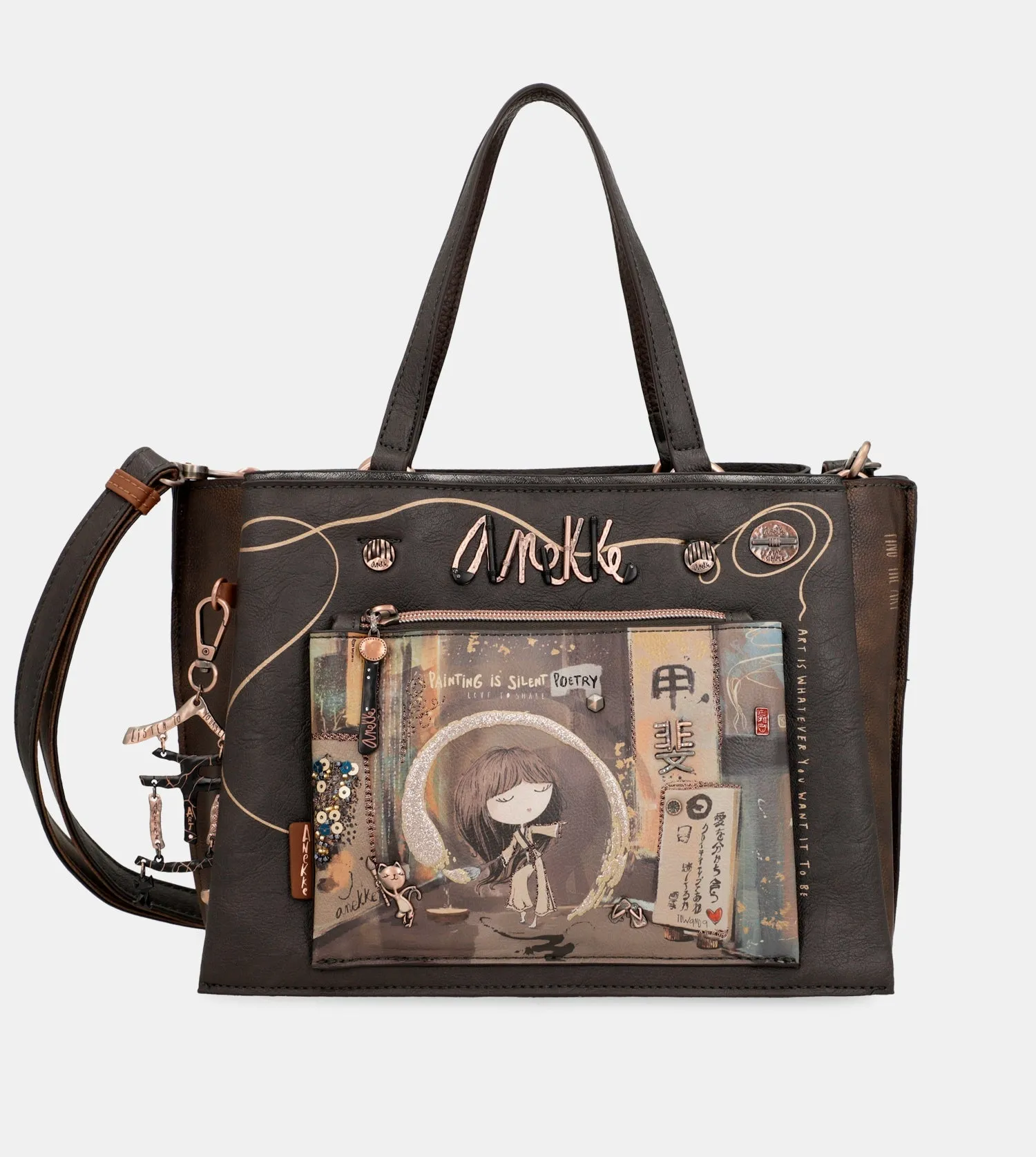 Shōen brown tote with shoulder strap