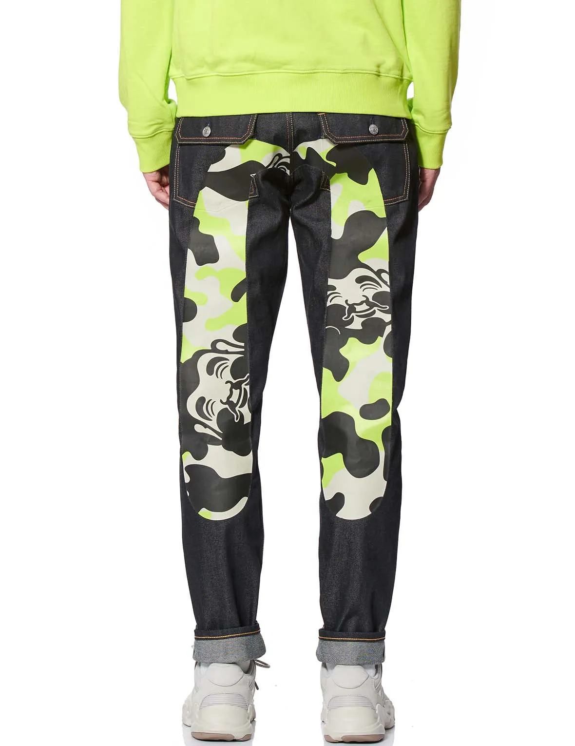 Slim-fit Denim Jeans with Camouflage Daicock Print