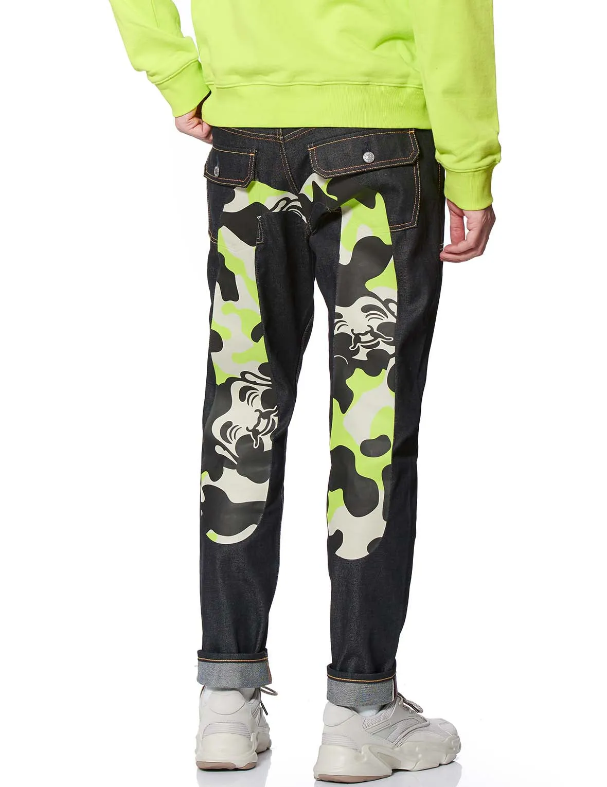 Slim-fit Denim Jeans with Camouflage Daicock Print