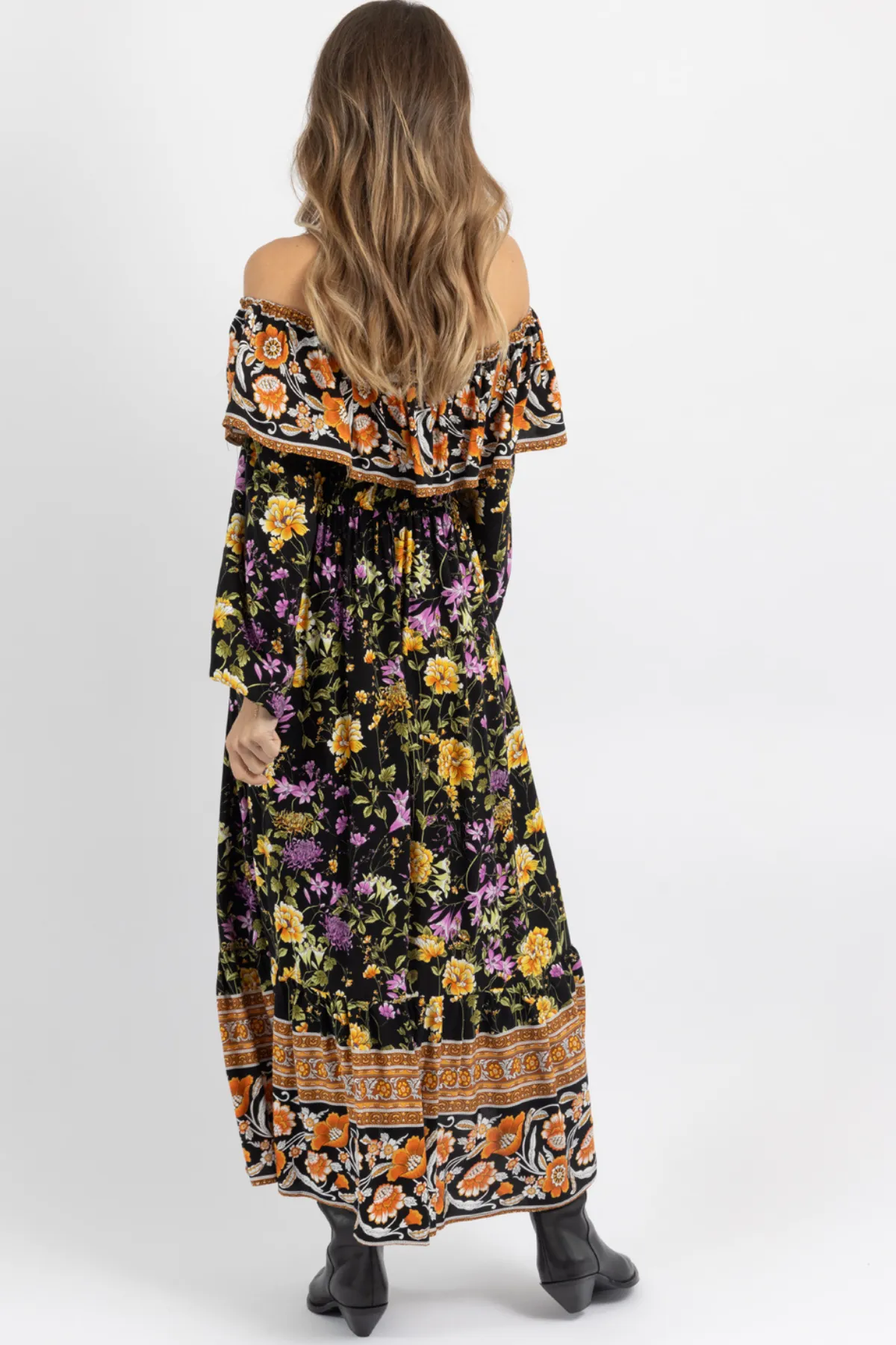 SOPHIE BLACK OFF SHOULDER MAXI DRESS