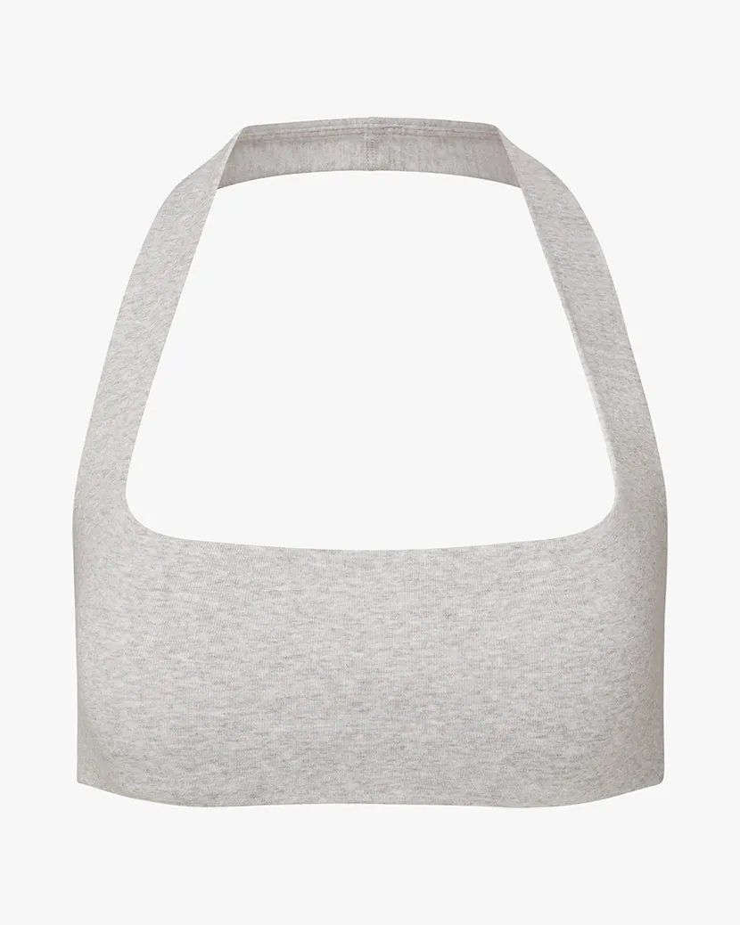 Square Neck Halter Bra | Light Heather Grey