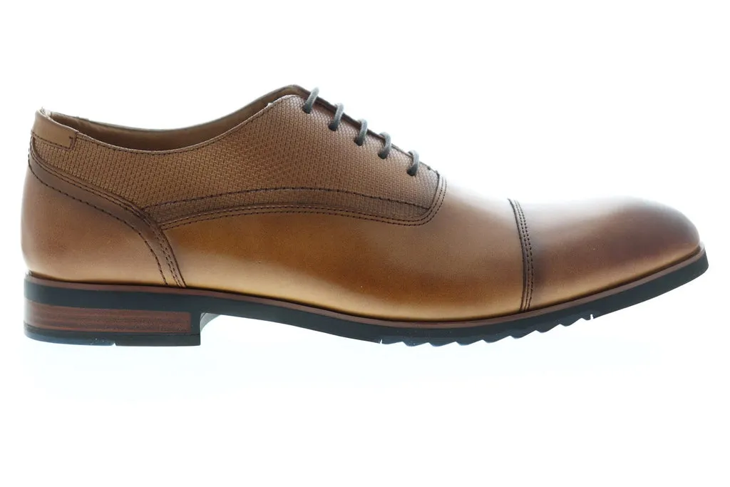 Steve Madden Lourdes Men's Brown Leather Lace-Up Cap Toe Oxford Shoes