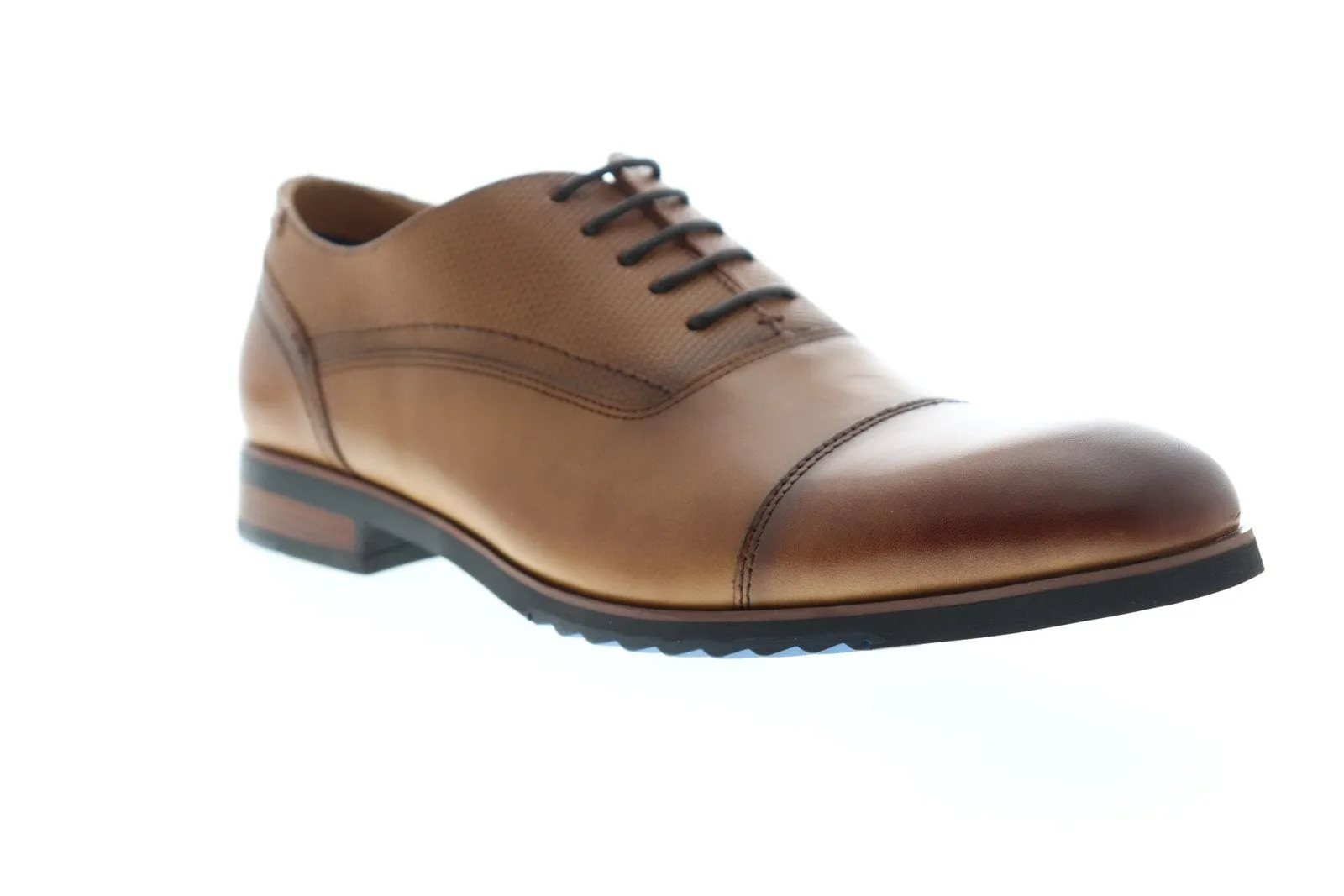 Steve Madden Lourdes Men's Brown Leather Lace-Up Cap Toe Oxford Shoes