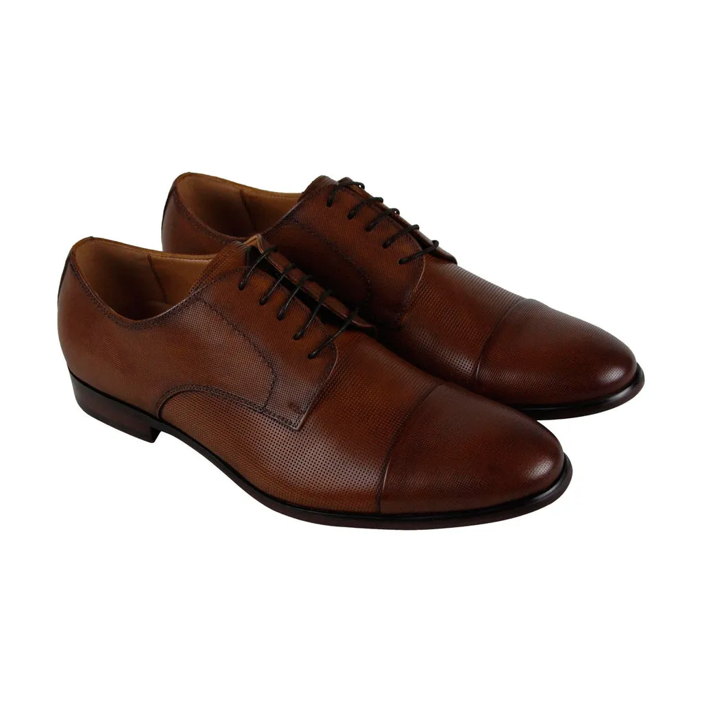 Steve Madden Preston Men's Brown Leather Lace-Up Cap Toe Oxford Shoes