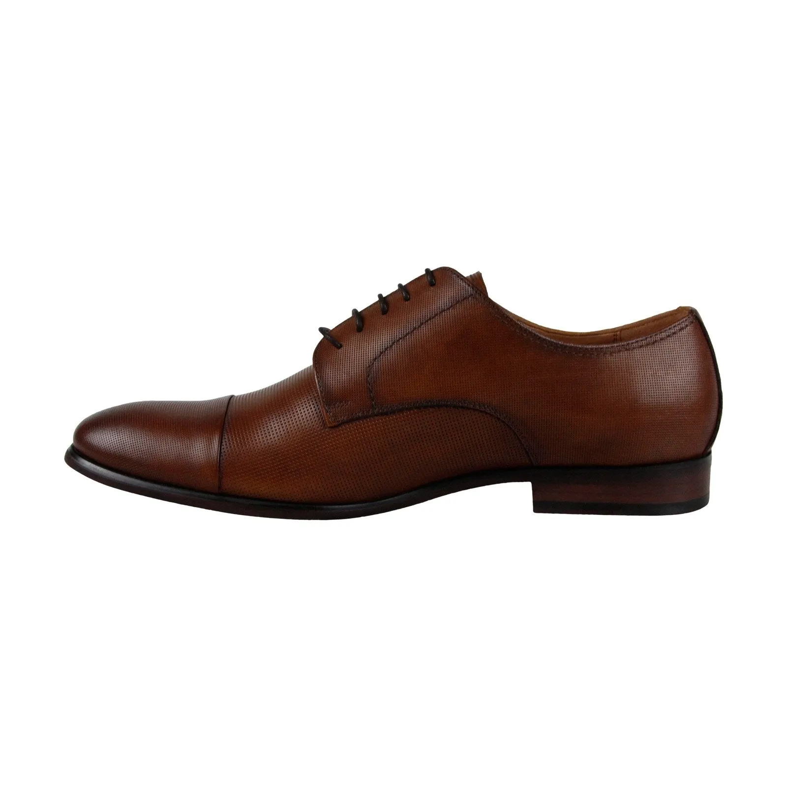 Steve Madden Preston Men's Brown Leather Lace-Up Cap Toe Oxford Shoes