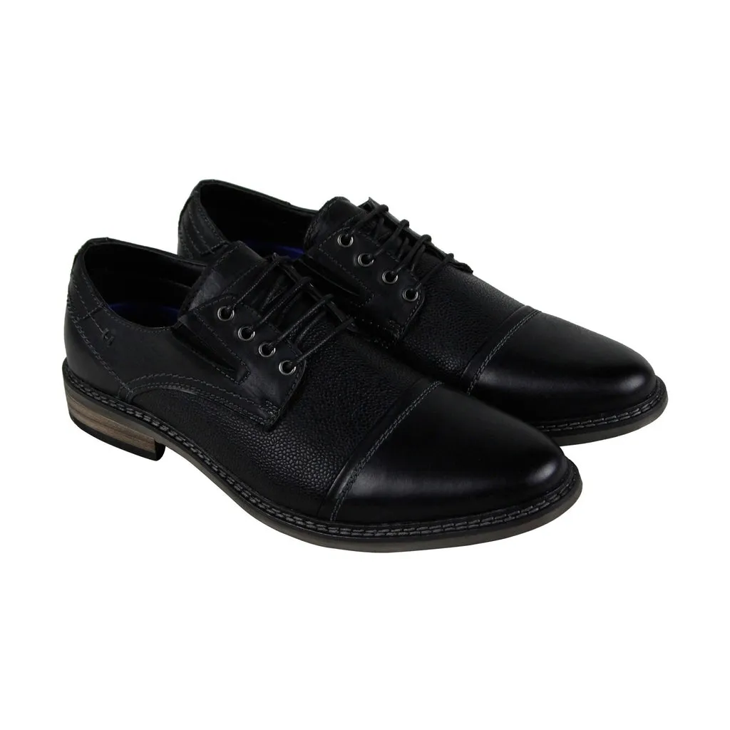 Steve Madden Tabloid Men's Black Leather Lace-Up Cap Toe Oxford Shoes