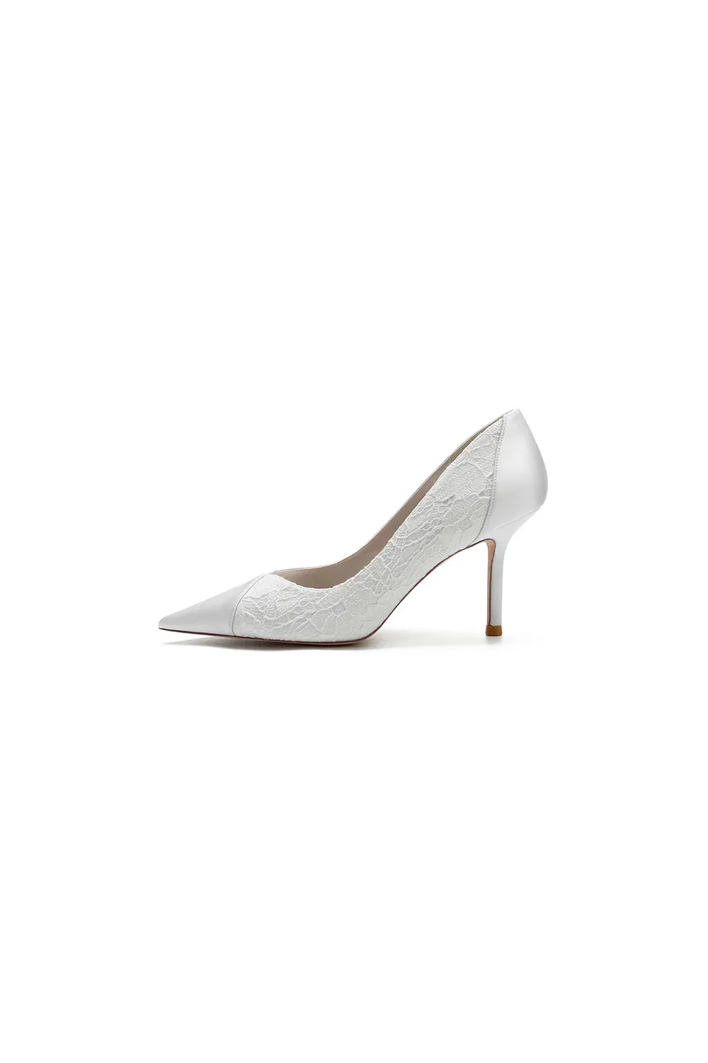 Stiletto Pointy Heels Lace Wedding Shoes