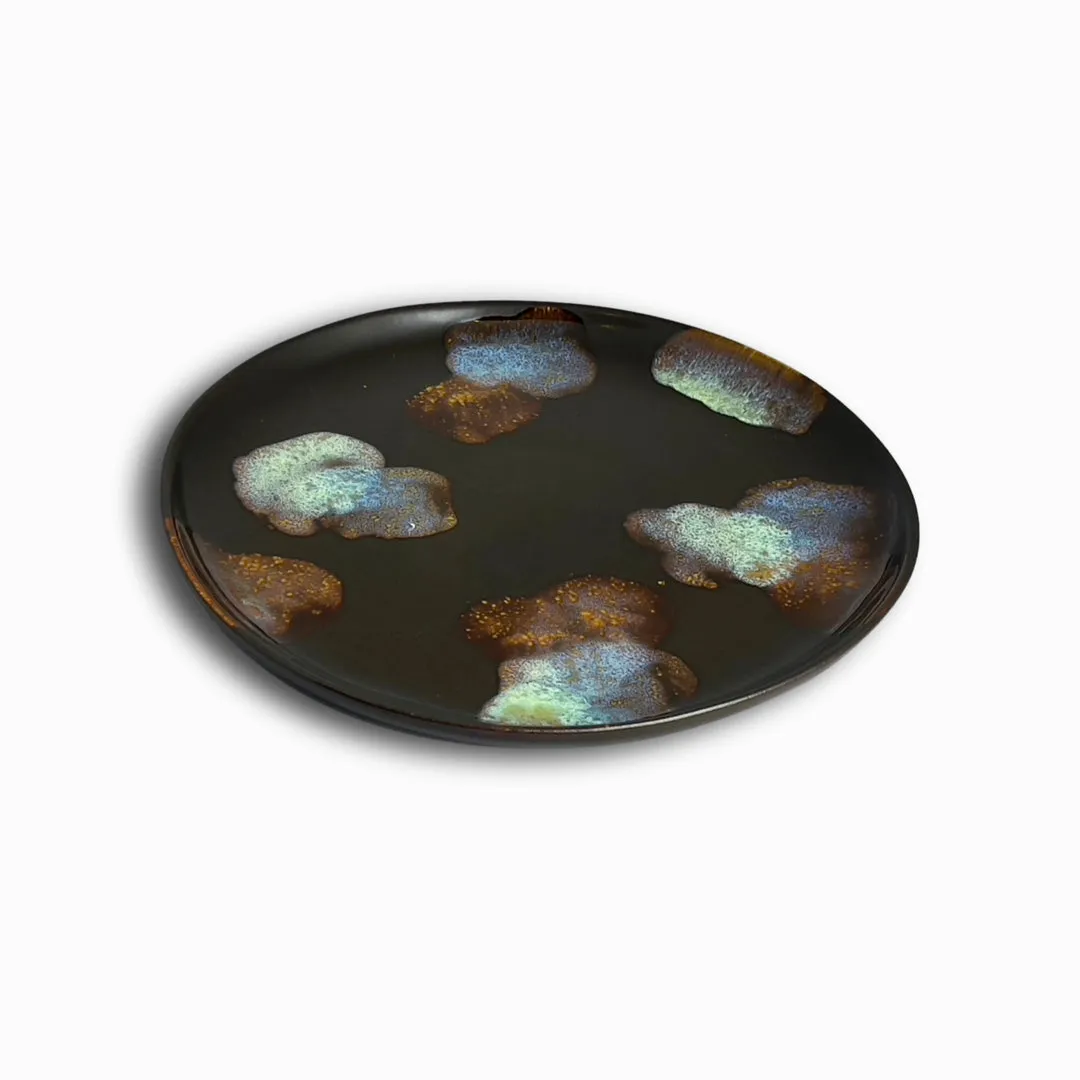 Stoneware Salad Plate, Multi-Color, Matte Ebony, Set of Four