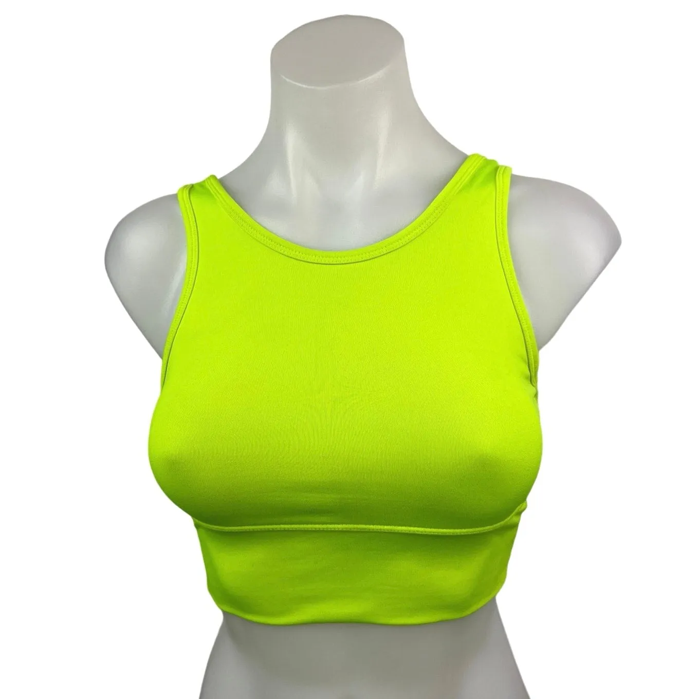 Strut-This Neon Yellow Activewear Yoga Training Sports Bra Tank Top One Size