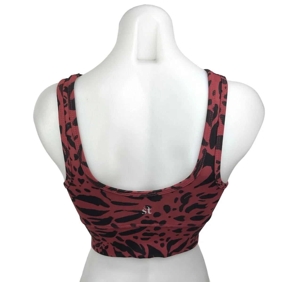 Strut-This Piper Red Black Cheetah Leopard Animal Print Sports Bra Tank Top OS