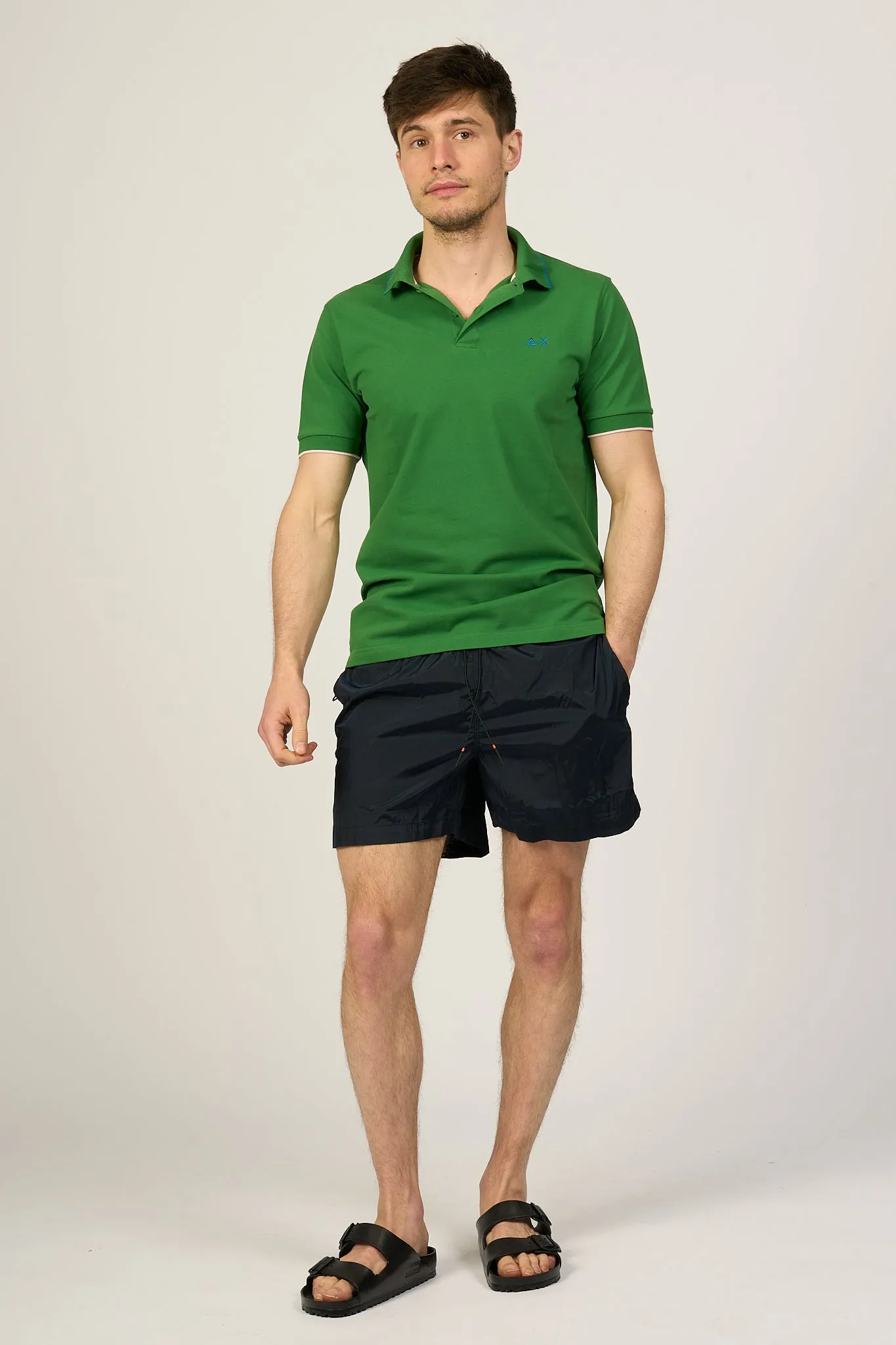 Sun 68 Men's Verde Prato Small Stripes Polo