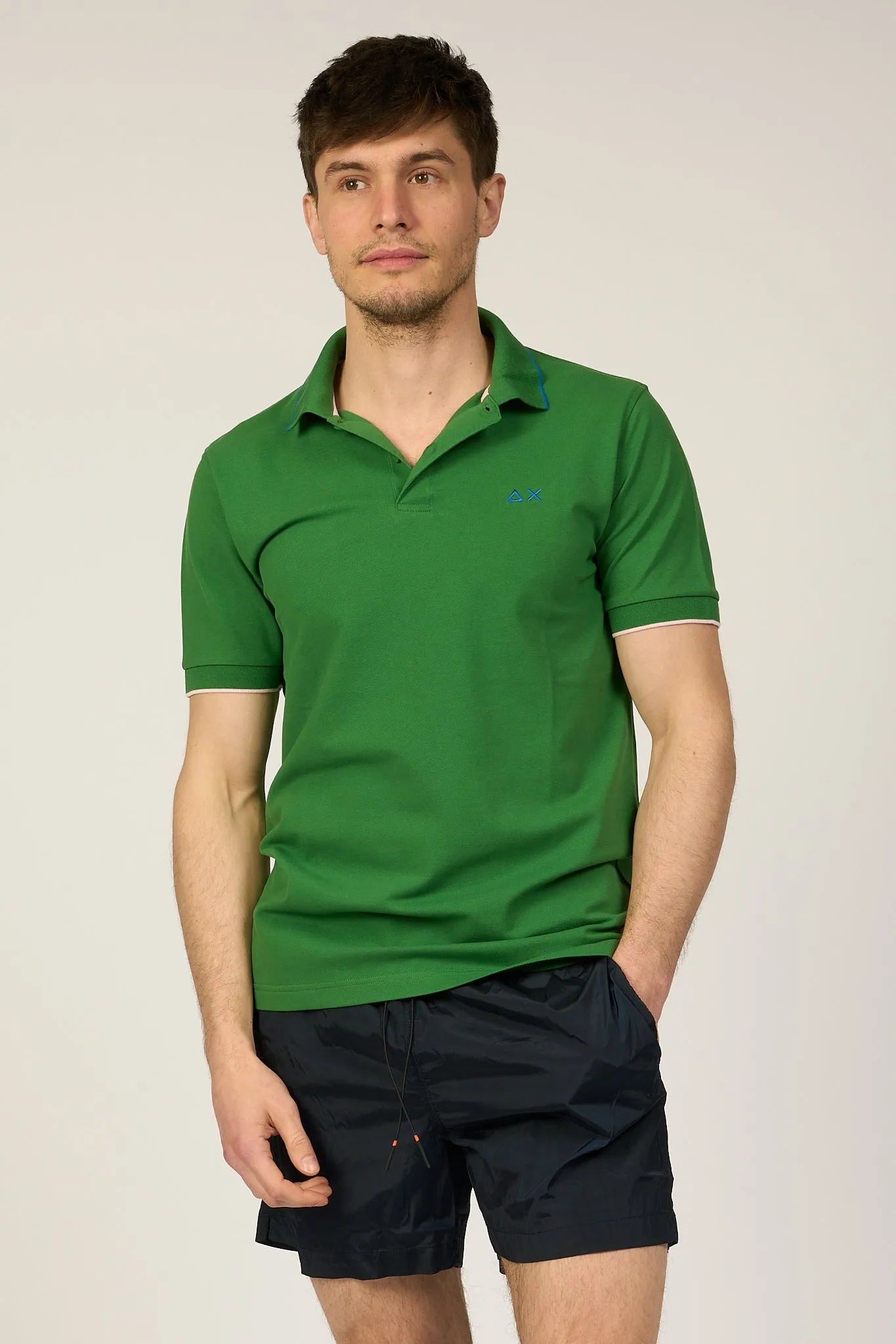 Sun 68 Men's Verde Prato Small Stripes Polo