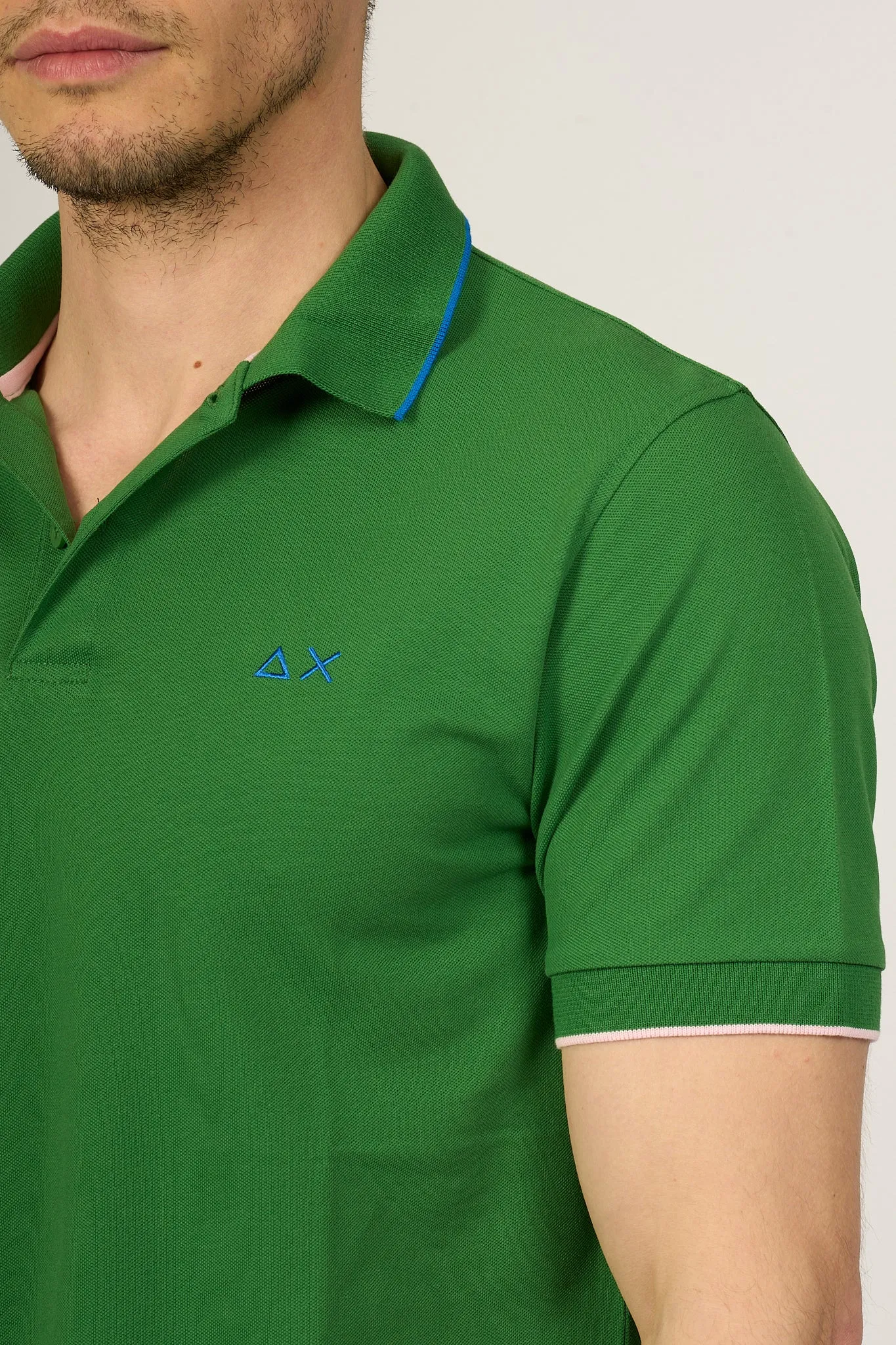 Sun 68 Men's Verde Prato Small Stripes Polo