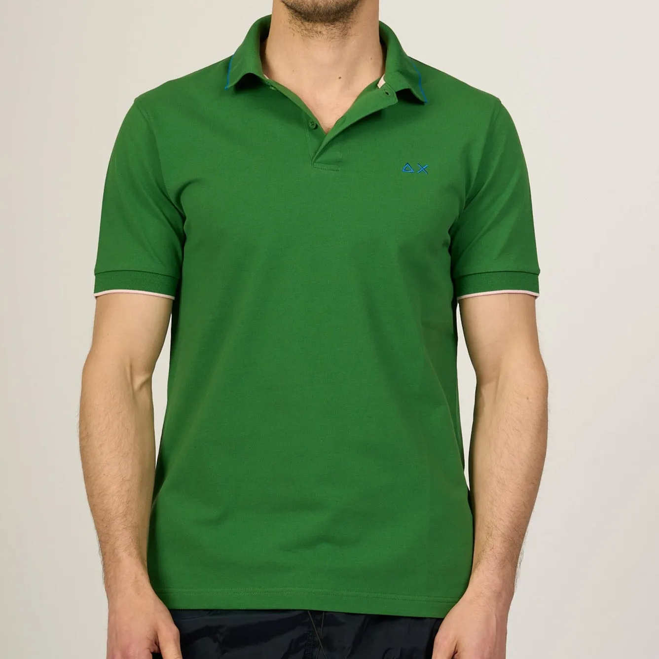 Sun 68 Men's Verde Prato Small Stripes Polo