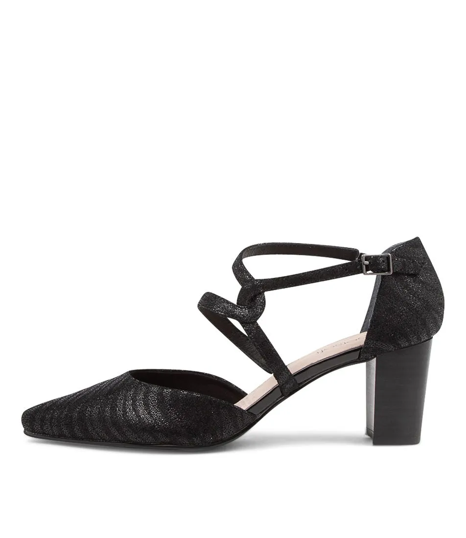 SUPERSOFT Mylia Black Zebra Leather Heels