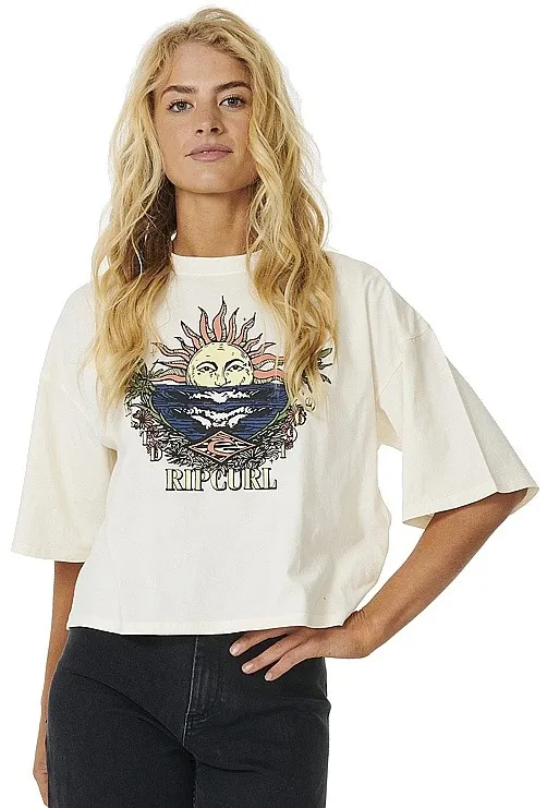 T-Shirt Rip Curl Shore Break Heritage Crop - Bone - women´s