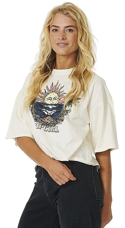 T-Shirt Rip Curl Shore Break Heritage Crop - Bone - women´s