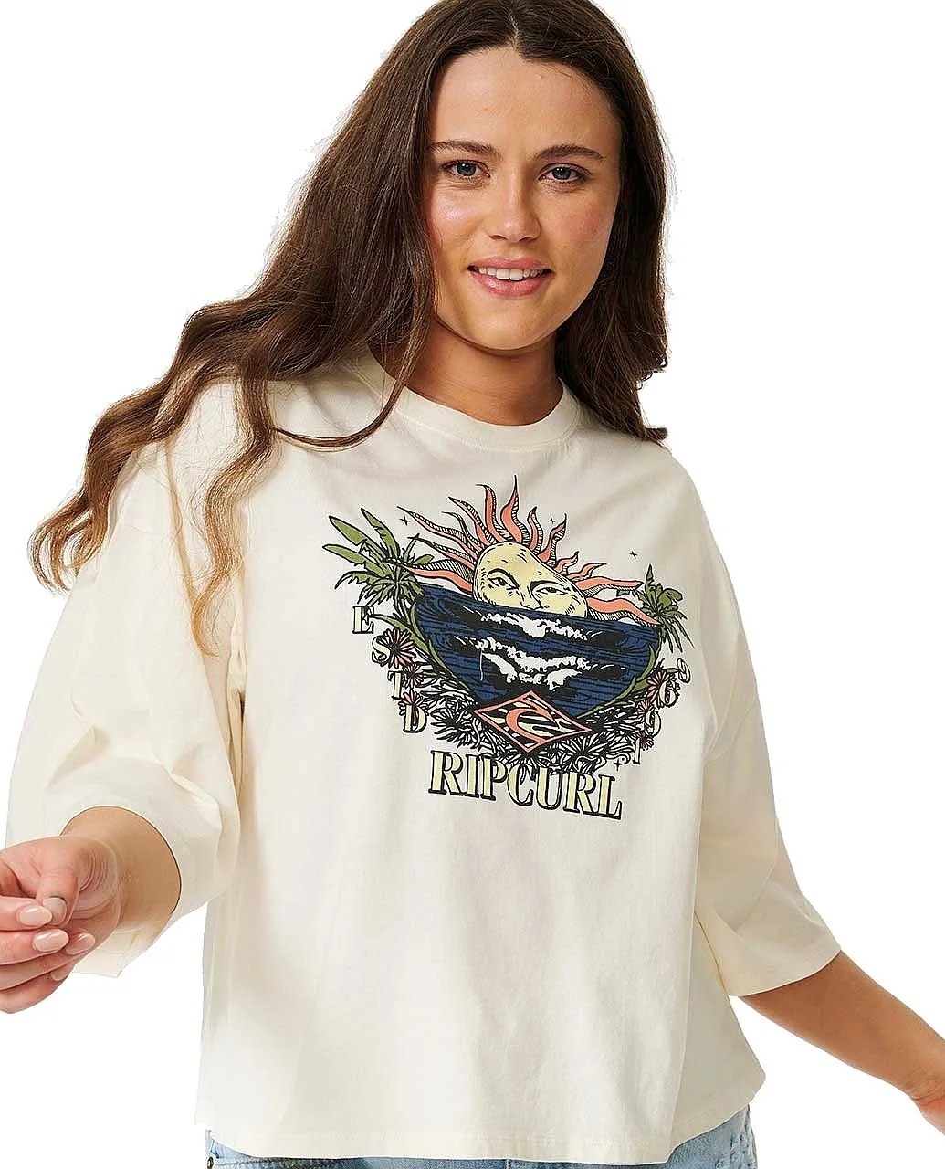 T-Shirt Rip Curl Shore Break Heritage Crop - Bone - women´s