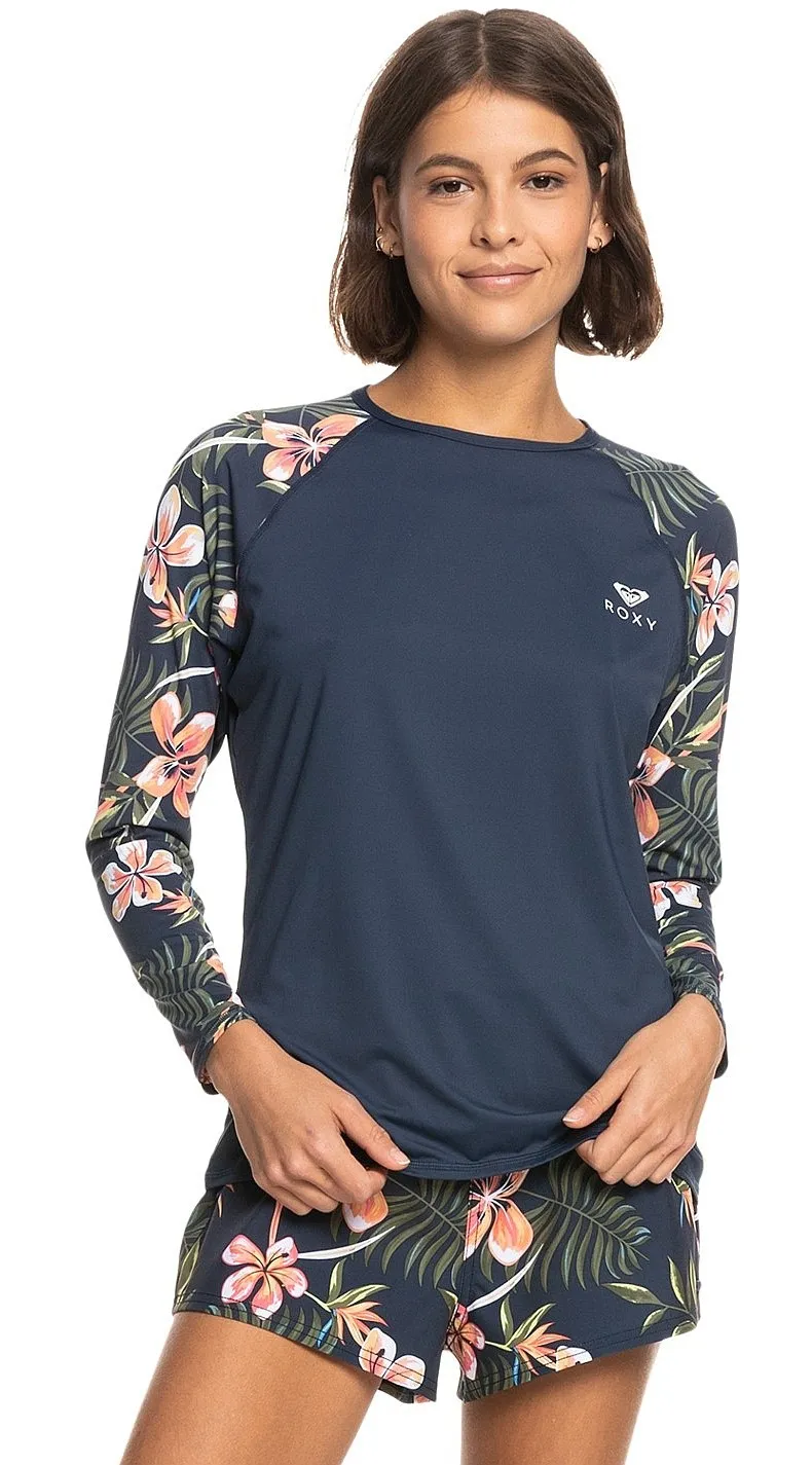 T-Shirt Roxy Lycra Printed LS - BSP6/Mood Indigo Tropical Depht - women´s