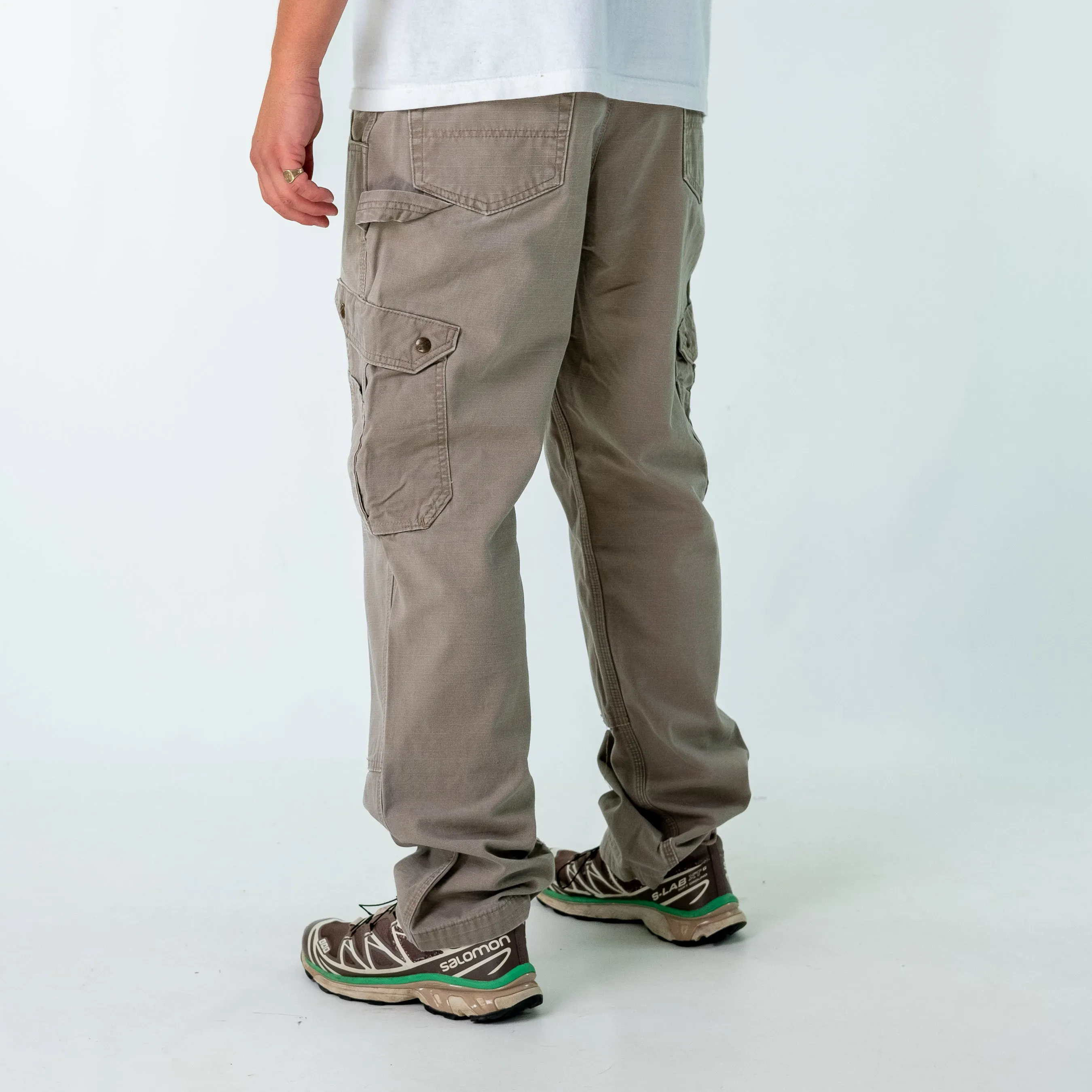 Tan 90s Carhartt Canvas Carpenter Jeans Baggy Pants (36x32)