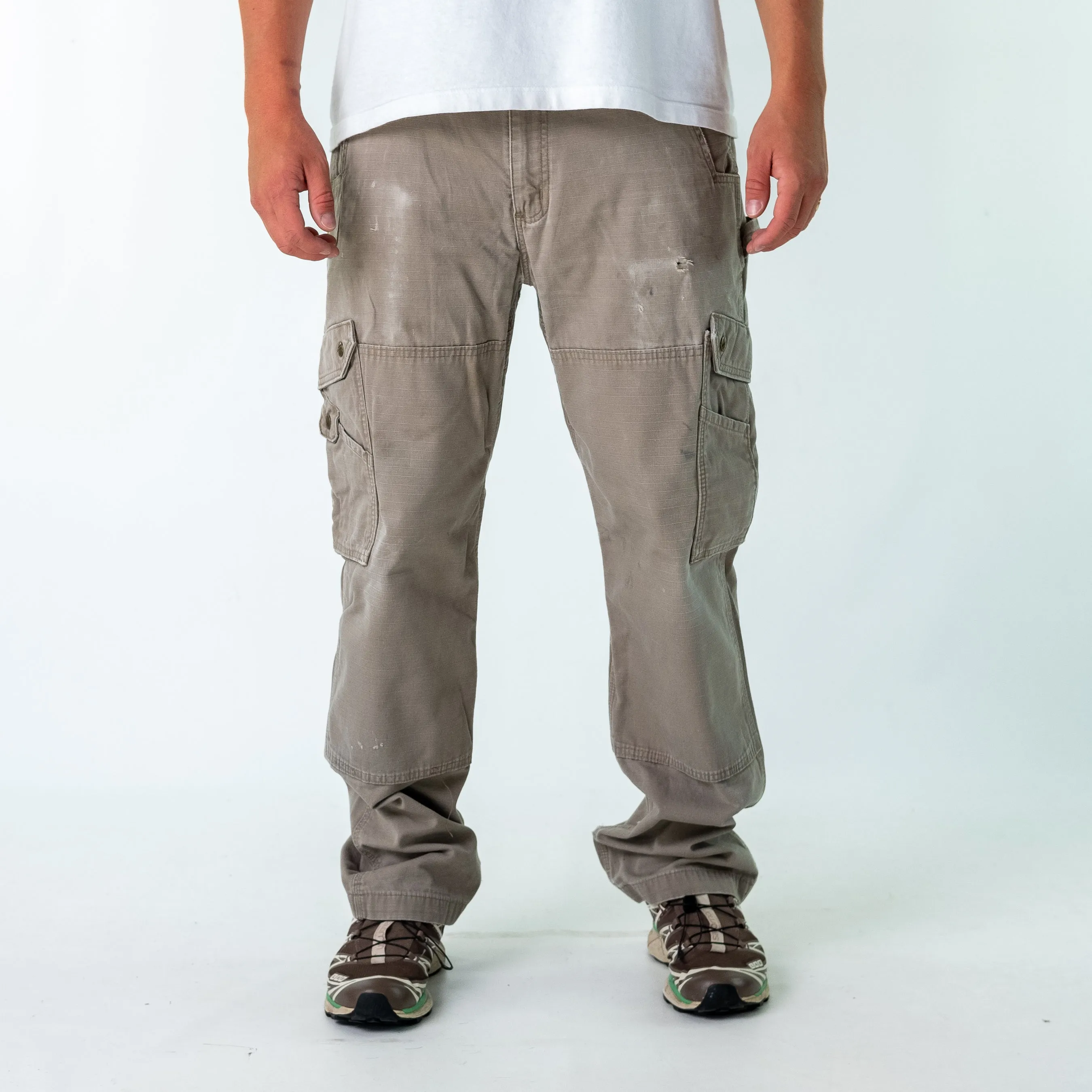 Tan 90s Carhartt Canvas Carpenter Jeans Baggy Pants (36x32)