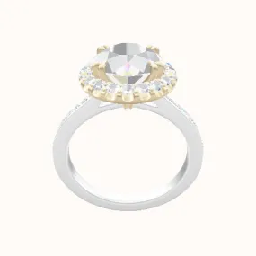 Tapered Channel Set Engagement Ring With Halo with Double Prong Head